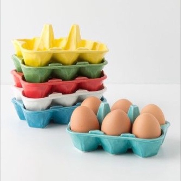 Anthropologie Biscuit Ceramic egg containers (2)